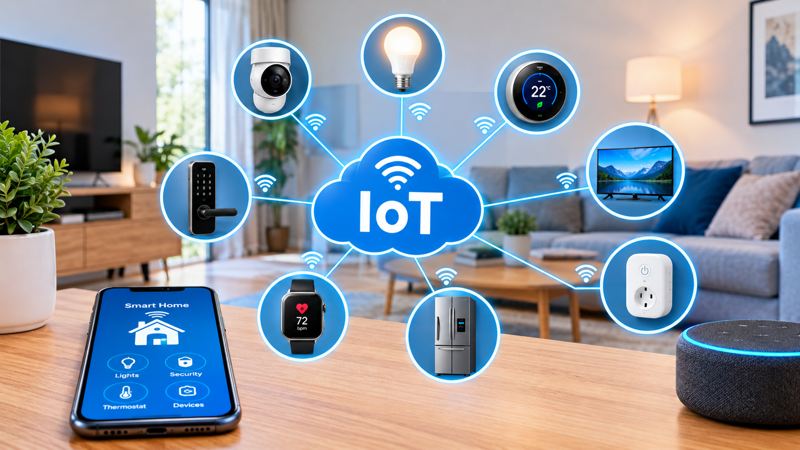 Internet of Things concept showing connected smart devices